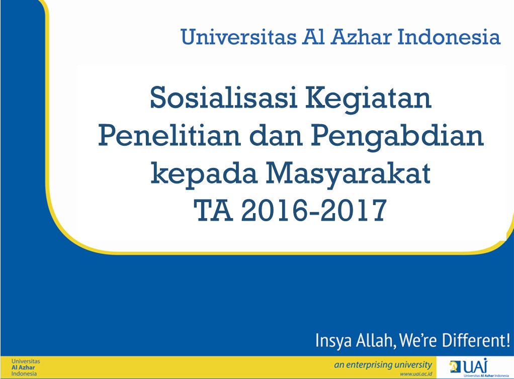 Sosialisasi Kegiatan Penelitian dan Pengabdian kepada Masyarakat TA 2016-2017