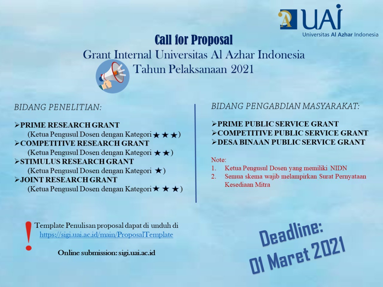 Flyer Call Proposal Grant UAI Tahun 2021