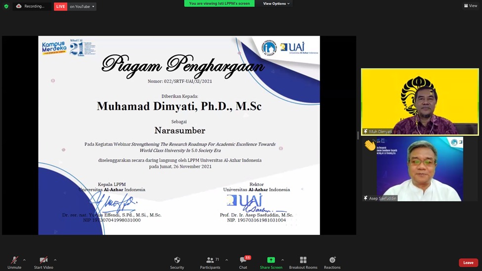 Webinar Strengthening The Research Roadmap For Academic Excellence Towards World Class University In Society 5.0 Era